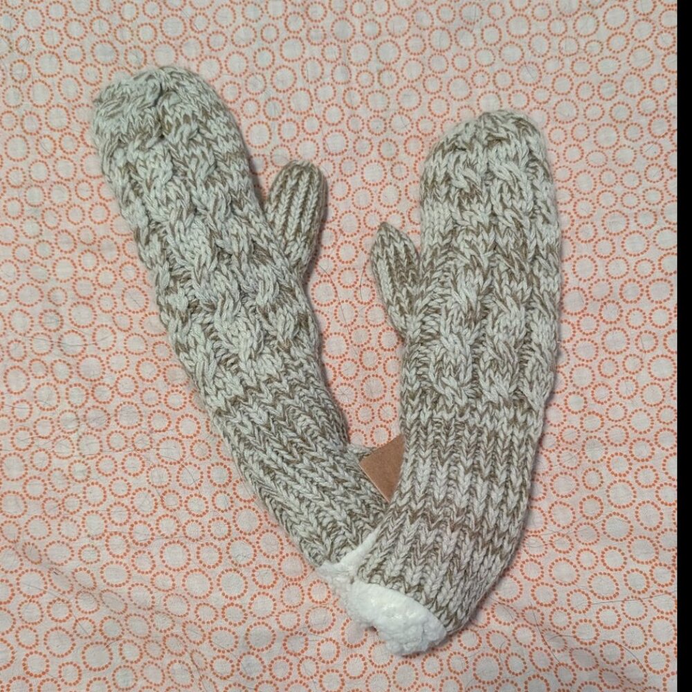Just Cozy Marled Sherpa Lined Knit Mittens | NWT